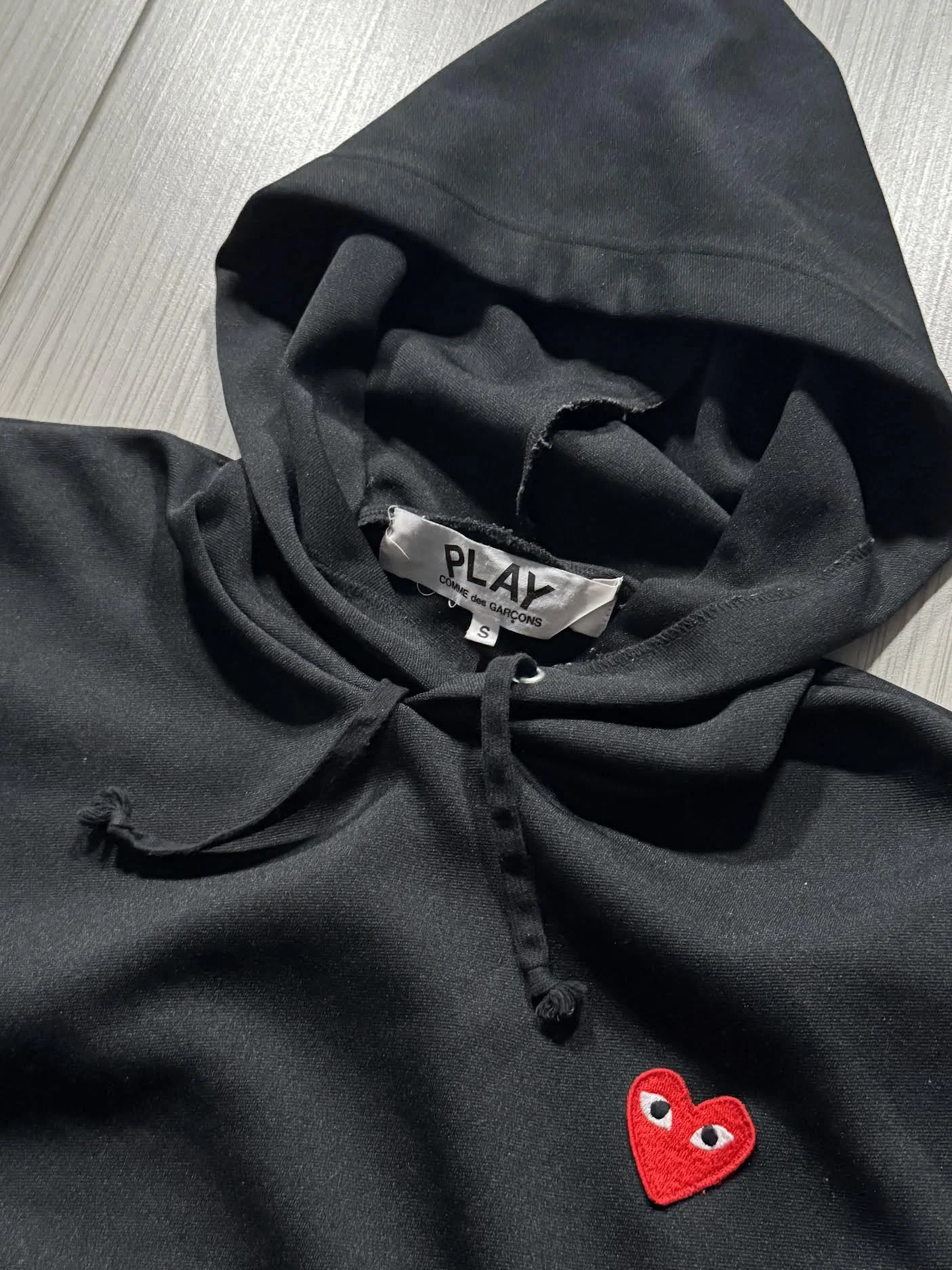 Comme des Garcons Play Black Hoodie (Size S) — RootsBK